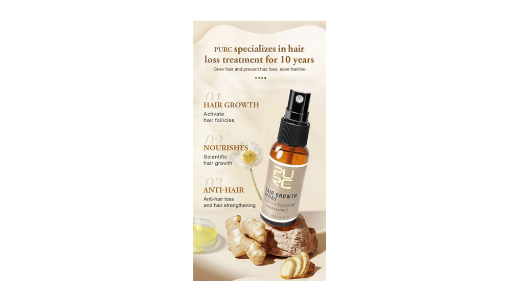 PURC Hair Growth Spray For Thinning Hair Ginger Scalp Treatment - Image 3