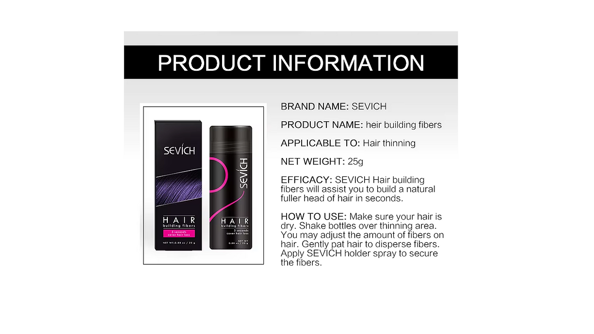 Sevich Hair Building Fibers 25g Thickening Powder Natural For Thinning Hair - Image 7
